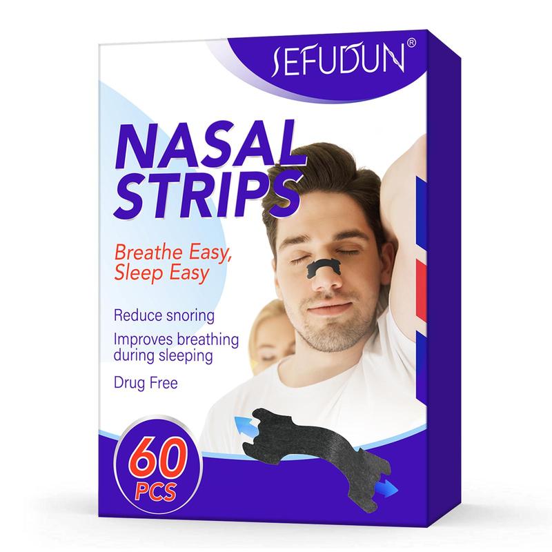 Nasal Strips, 60pcs box Nasal Patches for Improving Snoring & Breathing During Sleeping, Snoring Strips, Nasal Care Products for Men & Women