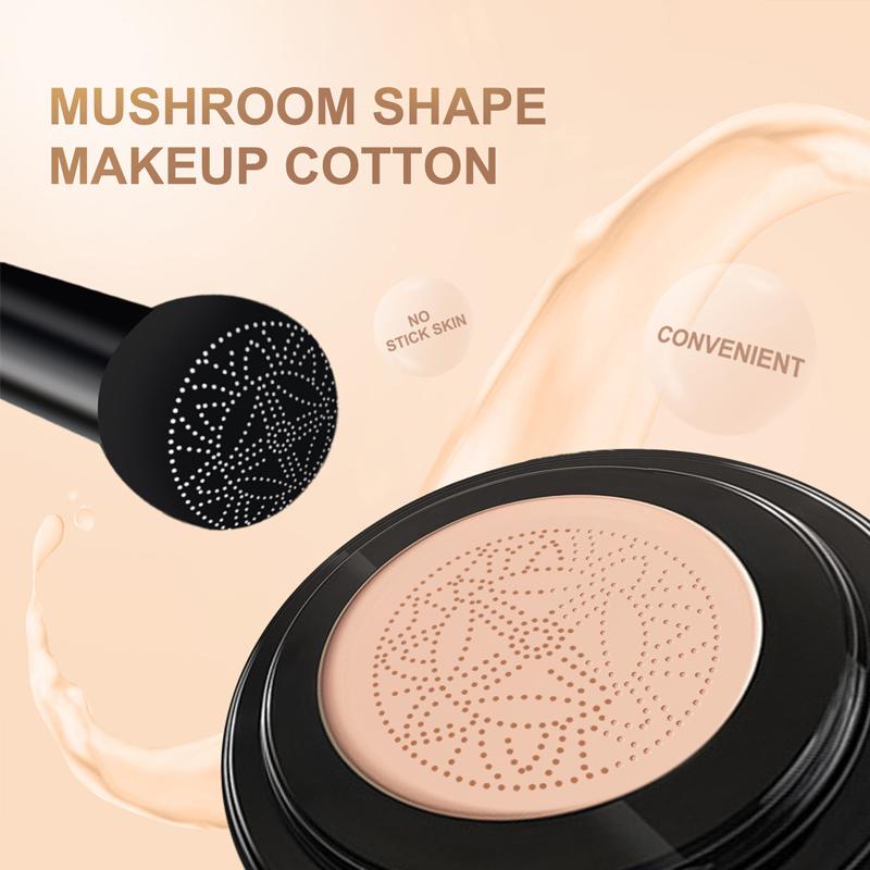 2 Pcs CC Cream Foundation with Mushroom-Shaped Air Cushion Applicator – Moisturizing Concealer for Waterproof, Oil Control, Long-Lasting Natural Makeup, Even Skin Tone for All Skin Types (Natural)