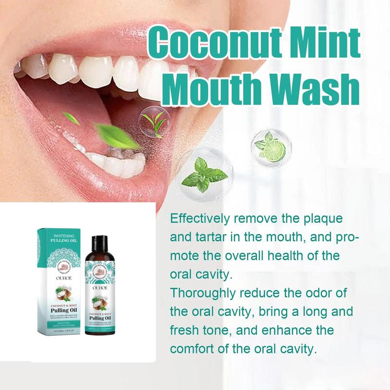 Coconut Oil Pulling Oil, Peppermint Extract Oral Care Oil, Refresh Breath Mouthwash For Daily Use