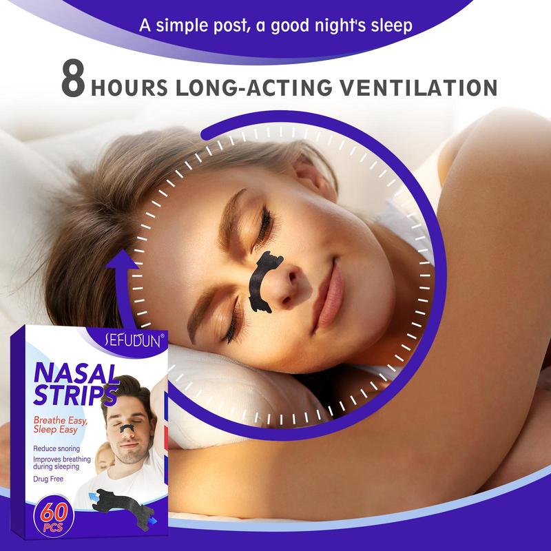 Nasal Strips, 60pcs box Nasal Patches for Improving Snoring & Breathing During Sleeping, Snoring Strips, Nasal Care Products for Men & Women