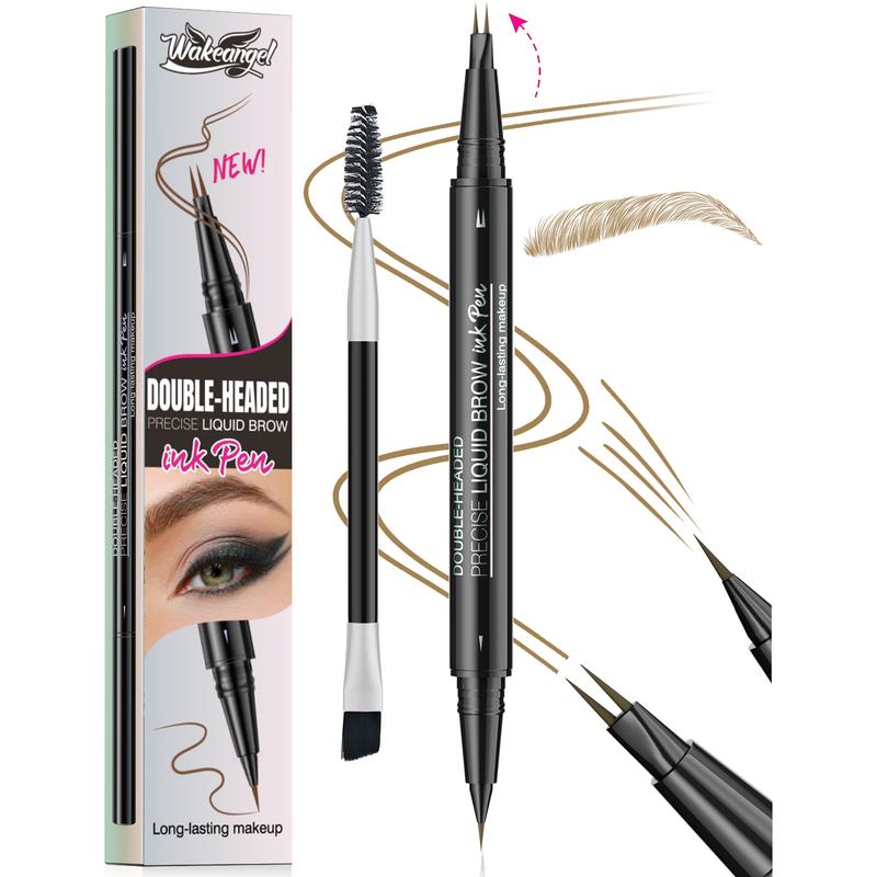 Microblading Eyebrow Pencil - Eyebrow Pencil 2 in 1 Dual-ended Eyebrow Pencil with 2-prong Micro-prong Applicator and Precision Brush for Natural Eyebrow Shape that Lasts All Day