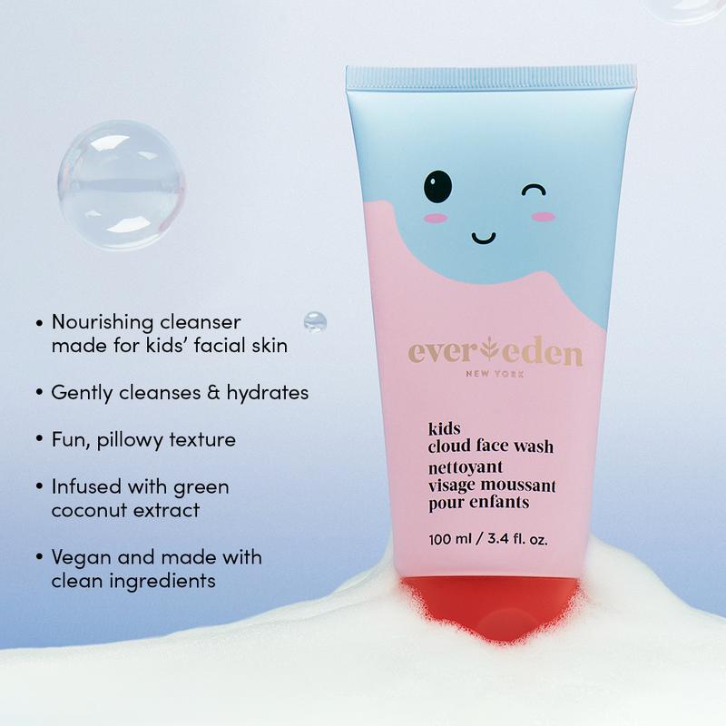 Evereden Kids Cloud Face Wash Mini - Gentle Coconut Cleanser for Soft, Healthy Skin - Safe, Vegan, Kid-Friendly Formula for Ages 3+