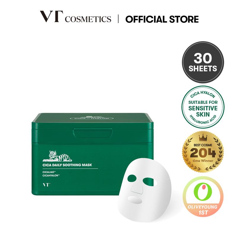 [Official VT Cosmetics] CICA Daily soothing Mask, Easy and Quick Dispenser, Fills Busy Morning with Lightweight Moisturizing Mask