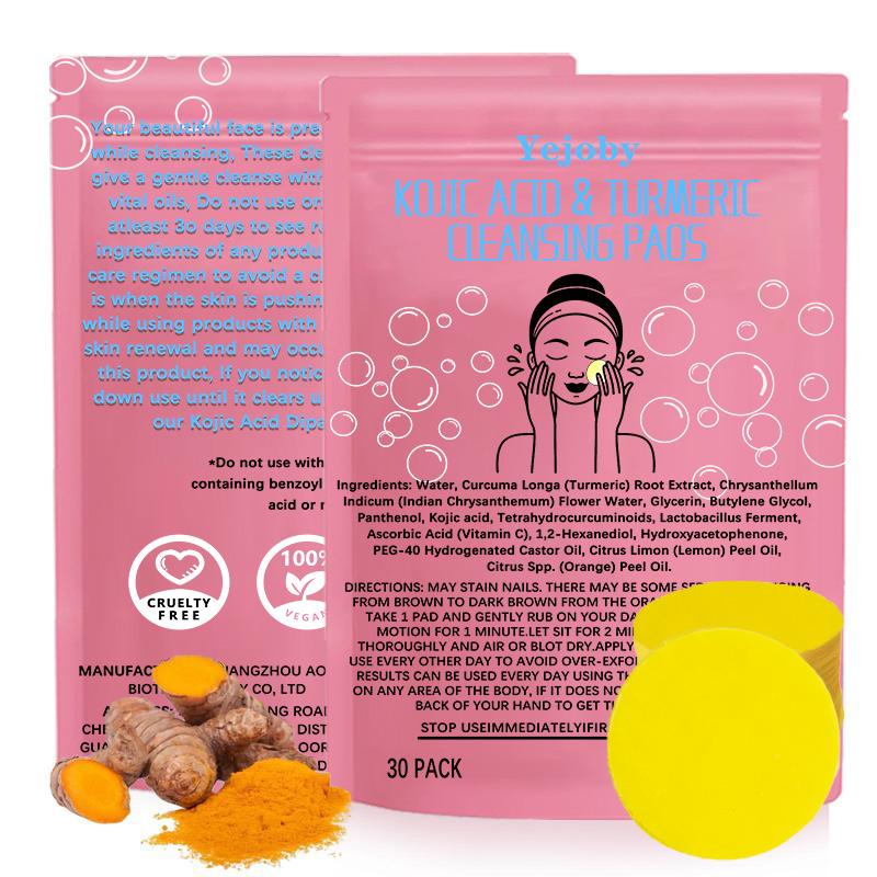 Turmeric Cleansing Exfoliating Pads Facial Cleansing Skincare Comfort Turmeric & Ginger Cleansing Pads, 30pcs Bags Exfoliating Skin Care Pad, Deep Cleansing Facial Skin Care Product for Women & Men