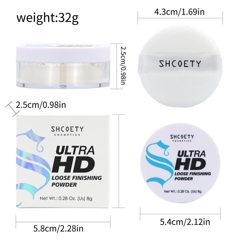 Loose Setting Powder with Soft Sponge, 1 Count Oil Control Compact Powder, Long Lasting Poreless Face Powder Makeup & Finishing Powder for All Skins