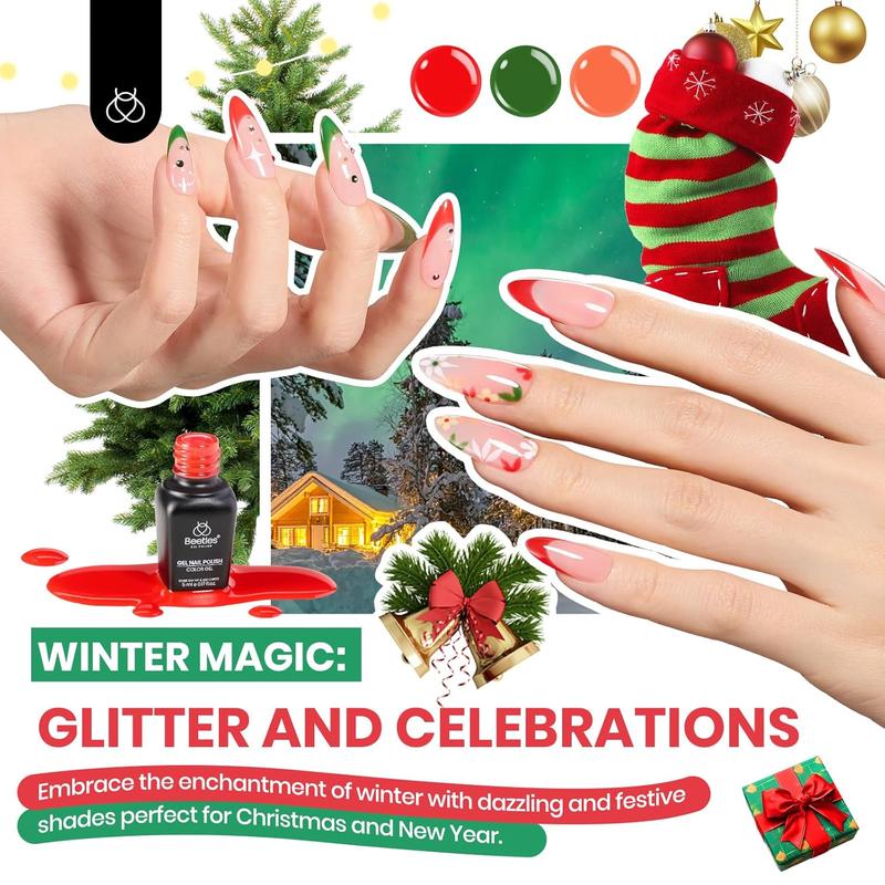 Beetles Gel Nail Polish Kit with U V Light 85 Pcs Seasonal Symphony 55 Colors Gel Polish Nail Set with Diamond Decorations & Nail Art Stickers and Manicure Tools Soak Off All Season Gel Nail Kit