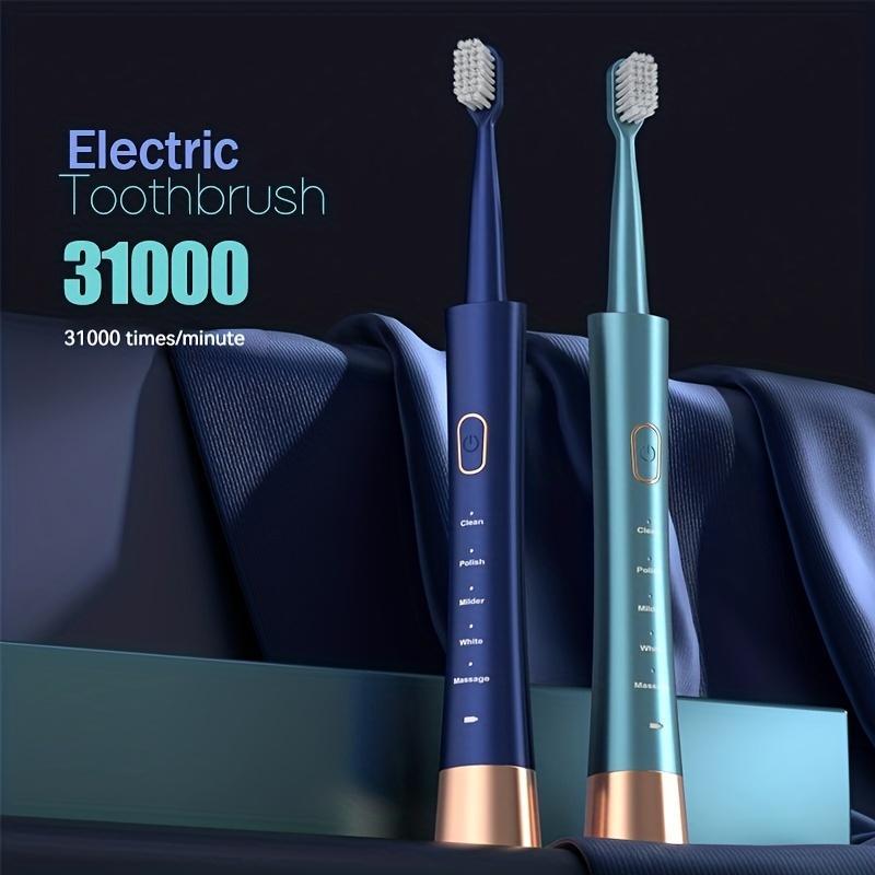 Electric Toothbrush Set, 1 Box Ultrasonic Electric Toothbrush with 6 Counts Brush Heads, Waterproof Oral Care Toothbrush for Home & Travel