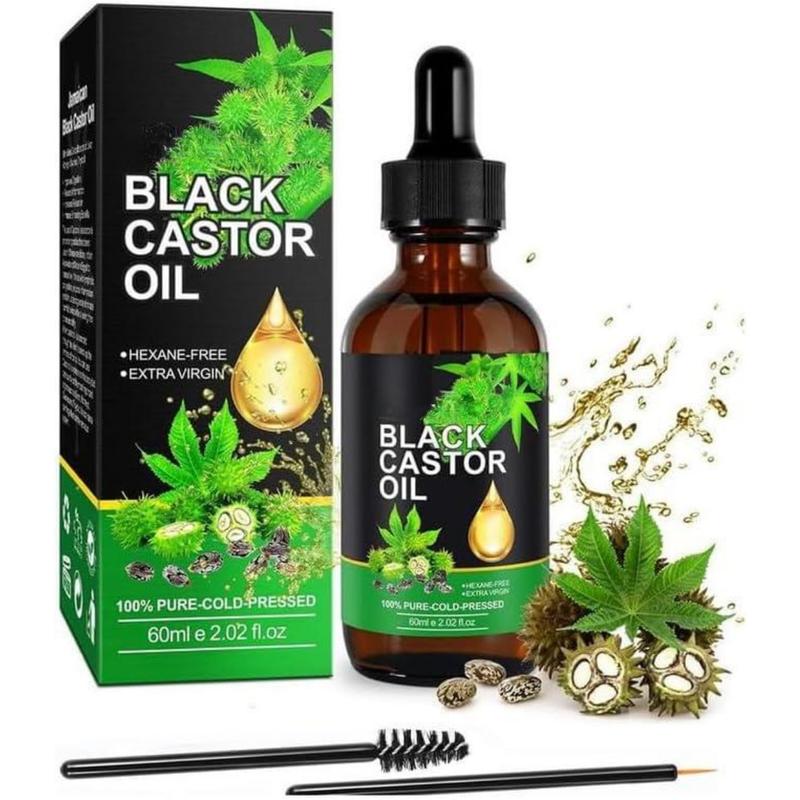 60ml Organic Jamaican Black Castor Oil – Cold Pressed in Glass Bottles for Hair, Skin, Face, Eyelashes, and Eyebrows – Pure Body Massage Oil