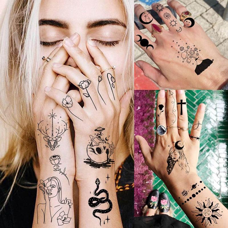 Mixed Style Abstract Pattern Temporary Tattoo Sticker, 28pcs set Fake Tattoo Sticker, Body Art Decoration Sticker For Women & Men