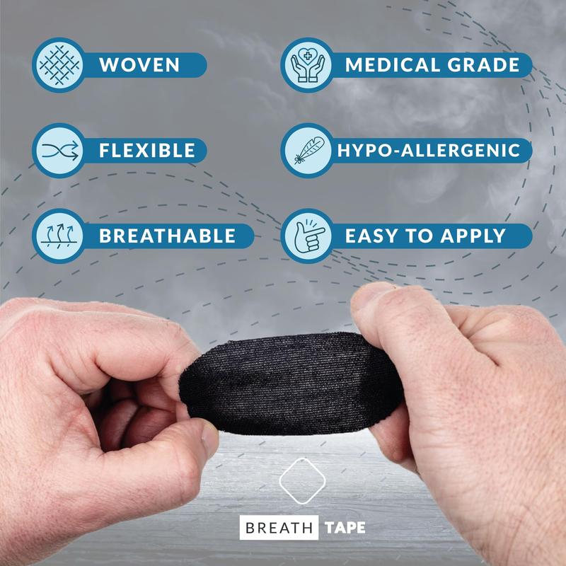 60 Pieces Oral Tape Black Soft-Grade Fabric Anti-Snoring Sleep-Improving Breathing Patch for Adults Skincare Comfort  Pack