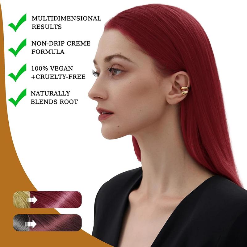 Instant 3-in-1 Dark Wine Red Hair Dye Shampoo for Men & Women, Natural Burgundy Color, Instant Results in 10-15 mins, 16.9 Fl Oz hair type haircare