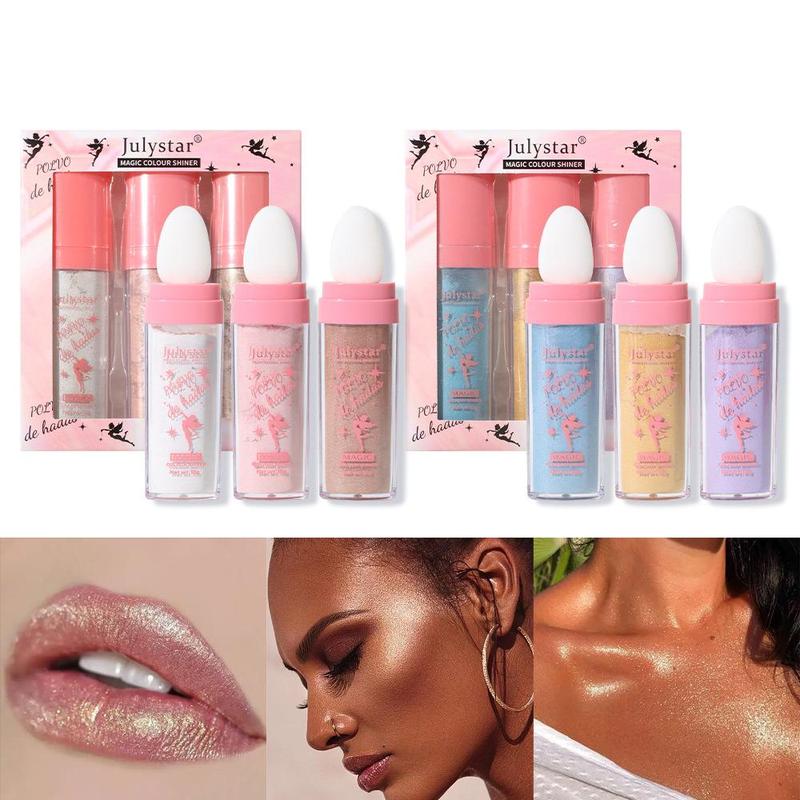 Highlighter Pen, Summer Long Lasting Pearly Makeup Powder for Face & Body, Glitter Blush with Sponge Tip, highlighter makeup, Facial Cosmetic, Preppy Makeup Products, Cosmetic Products, Makeup Set, Christmas Gift