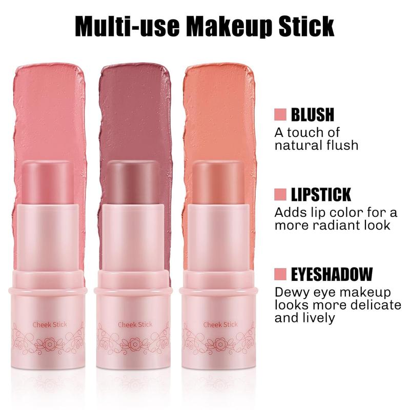 Cream Blush Stick Makeup for Cheeks, Multi-use Makeup Matte Cheek Wand Creamy Blusher Easy to Blend, Long Lasting Natural Dewy Finish for Radiant