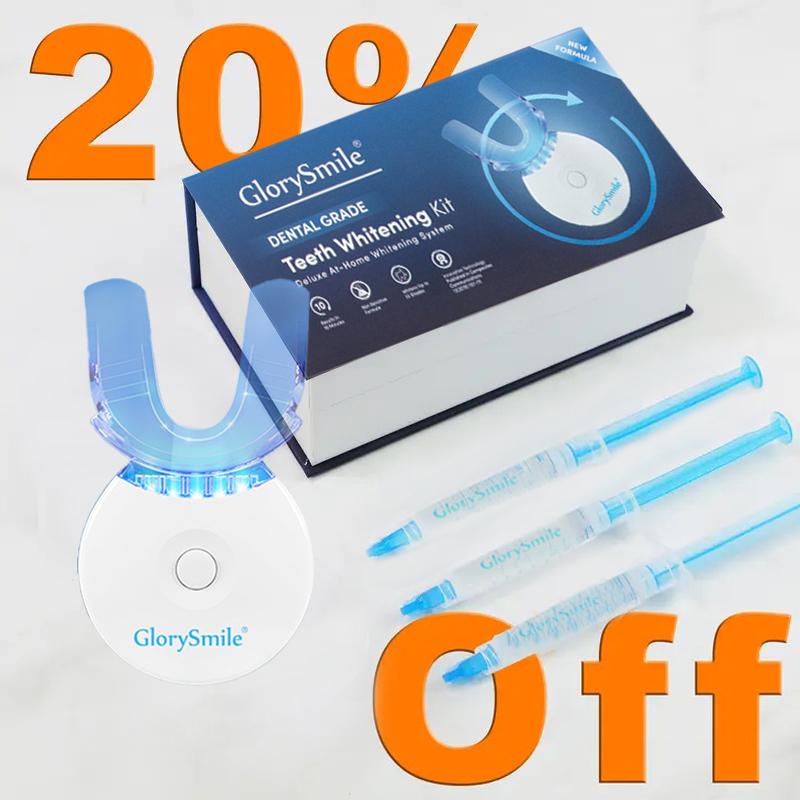 GlorySmile Teeth Whitening Kit, LED Accelerator Light, 35% Carbamide Peroxide Teeth Whitening Gel, 20+ Whitening Treatments, (2) 5mL Whitening Gel Syringes, Whiten Teeth Faster Adjustable Snap-On blanqueador  dental