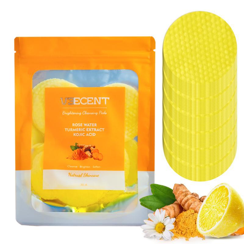 Veecent Turmeric Kojic Acid Facial Cleanser +Turmeric Kojic Acid Cleansing Pads + Brightening Turmeric Hyaluronic Acid Serum Kit Skincare