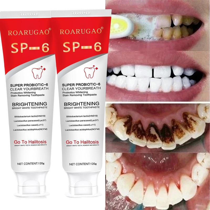 [90% People Choose] SP-6 Toothpaste, Super sp6 brightening Oral probiotic Pasta Dental, sp 6 Bright Toothpaste for Stain Removing, Fresh Breath & Teeth Health