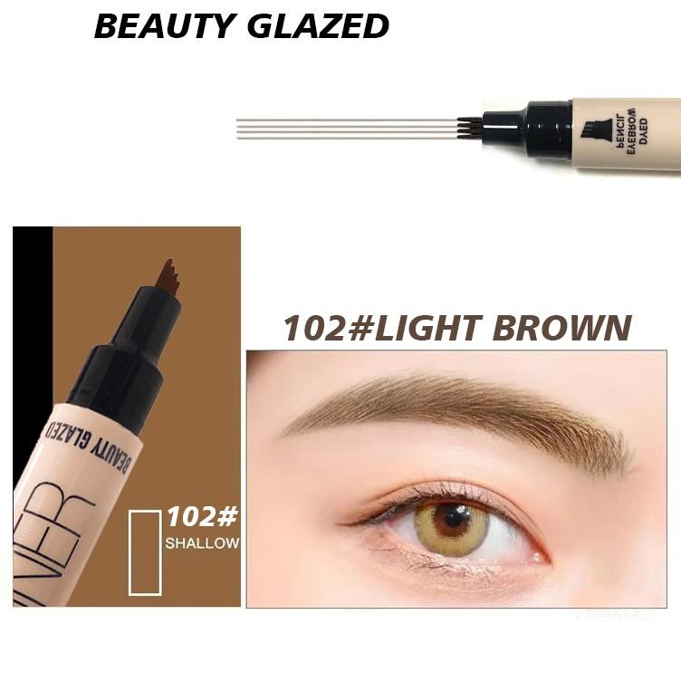 Beauty Glazed 2-in-1 Waterproof Eyebrow Pencil Sweatproof Natural Finish Beginner's Brow Pencil Instant Lift Brow Pencil, Double Sided, Precision, Fine Tip, Shape, Define, Fill in Brows, Contour, Groom, Gentle for Women Eyeliner Cosmetic