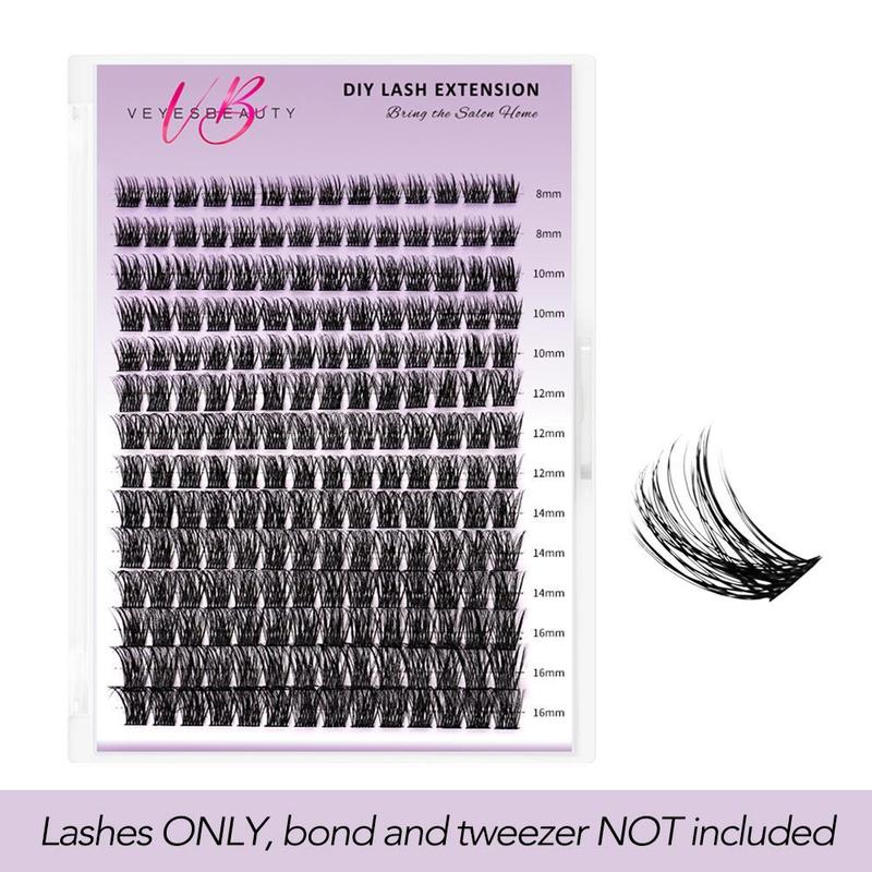 Veyesbeauty Dreamy Cluster Lashes Kit Eyelashes Makeup Individual Lash Extensions Volume Eyelash Wispy Faux Mink Lash Mixed Length Tray With Bond & Seal Tweezer Newbie's Five-Second DIY Dramatic Applicator at Home Eyelashes Extensions Cosmetic Makeup