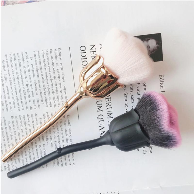 Rose Flower Fluffy Blush Brush Hair Loose Powder Brush Nail Dust Cleaning Manicure Professional Soft Pedicure Makeup Tool Beauty