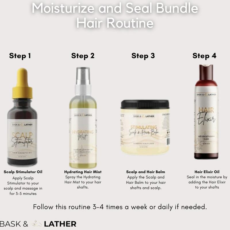 MOISTURIZE & SEAL BUNDLE- Hair Growth + Moisture + Length Retention Haircare