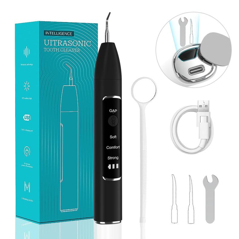 Ultrasonic Teeth Cleaner kits Cordless Tartar Remover for Teeth Electric Tooth Cleaner Plaque Remover for Teeth with 5 Modes for Travel and Home Use