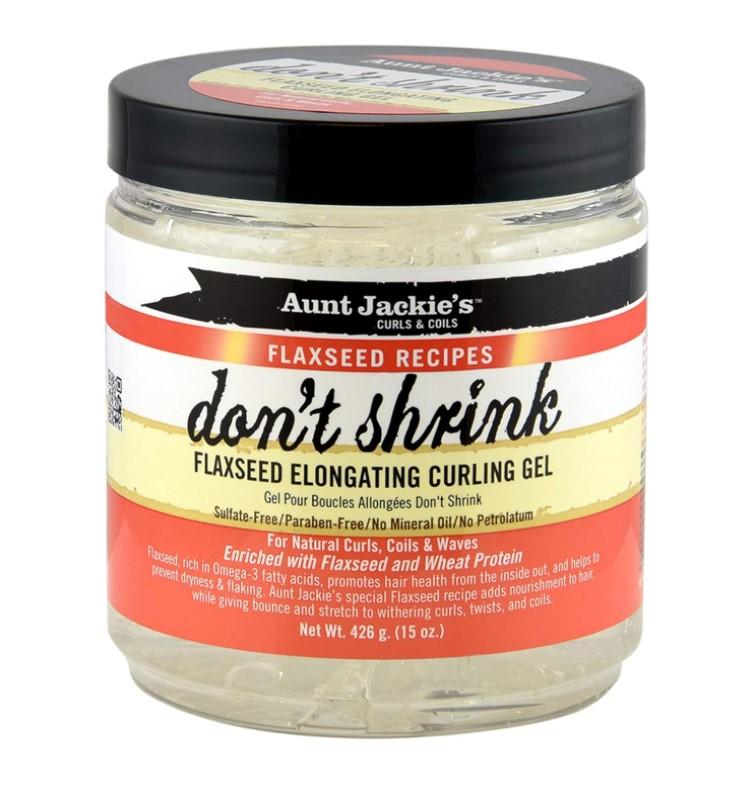 Aunt Jackie's Flaxseed Recipes Don't Shrink Elongating Hair Curling Gel for Curls, Coils and Waves, Helps Prevent Dryness and Flaking, 15 oz