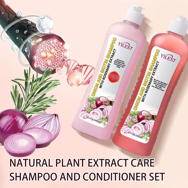 Onion biotin Rosemary Shampoo Set -Nourishes roots Scalp Shine Hair care and Cleansing Conditioner Haircare Smooth Daily Gentle Silky Cleanser Comfort