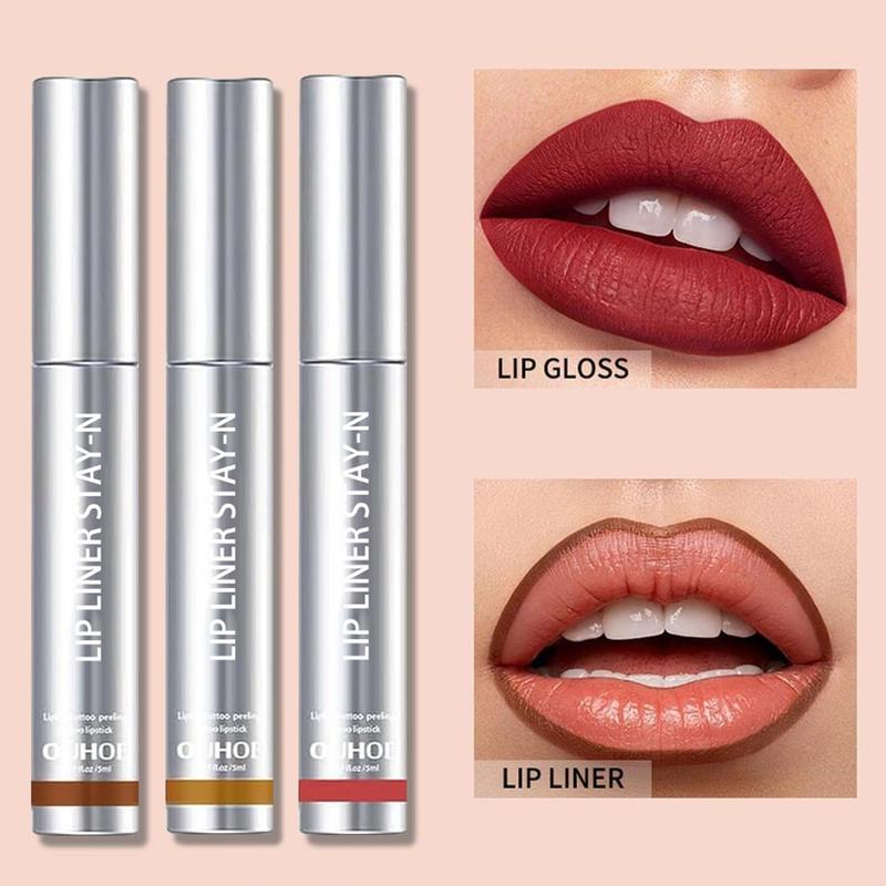 [$19.99 Get 3 Pack] 3PCS Peel Off Lip Liner Long Wear Tattoo Lip Liner, Matte Finish, Long Lasting, Waterproof, Transfer-proof, Makeup Lipliner