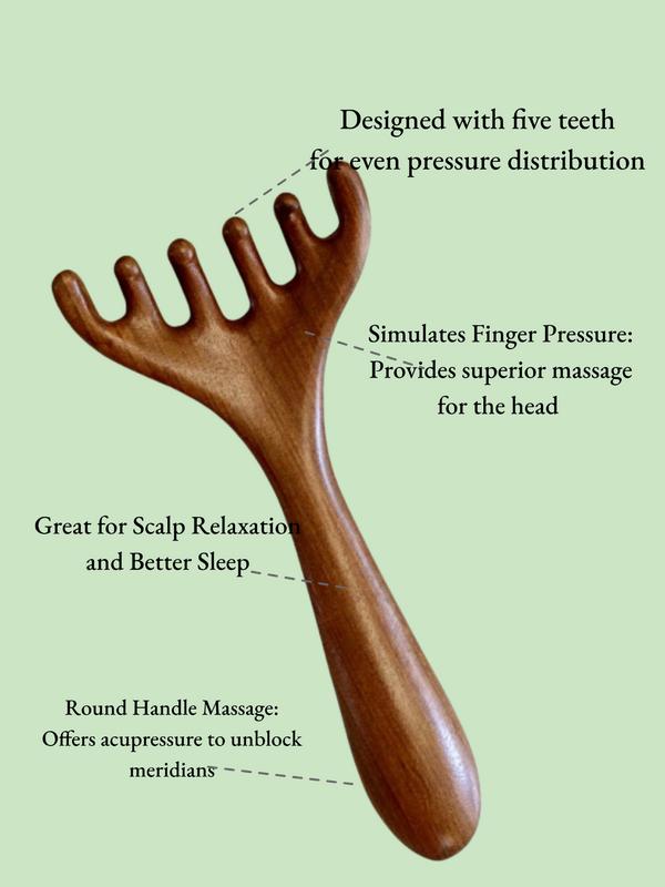 Glow Gua Sha Wood Comb Massage Tool  Genuine Sandalwood Set Hair Growth Face Head Nose Sculpting Tool for Your Skincare Routine