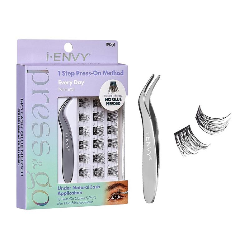 I-Envy Press&Go Self Adhesive Eyelashes Extension and Applicator Eyelashkit, Easy Application Press-On Makeup Lash Extensions, No Glue Press On False Eyelash Clusters, No Damage or Residue Cosmetic