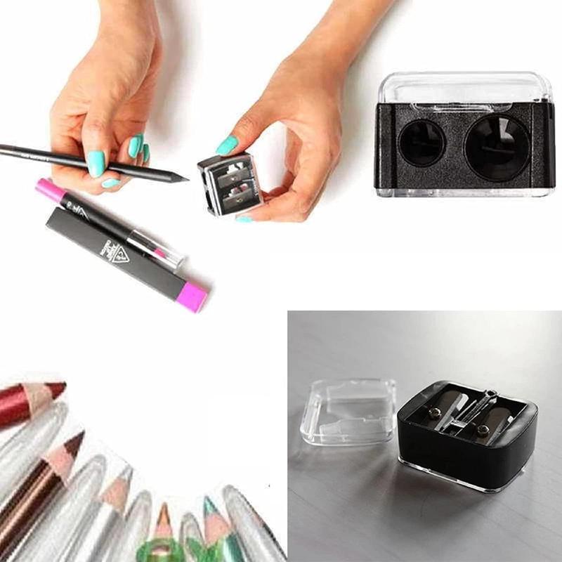 Portable Makeup Eyeliner Pencil Sharpener, Double Hole Sharpener, 2 Sizes Holes for Eyeliner, Brow Pencil, Lip Liner