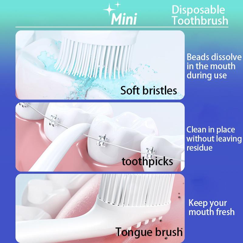 Portable Mini Toothbrush with Freshening Beads, 20pcs set Disposable Soft Bristles Toothbrush, Oral Care Toothbrush for Outdoor Camping Hiking, Christmas Gift