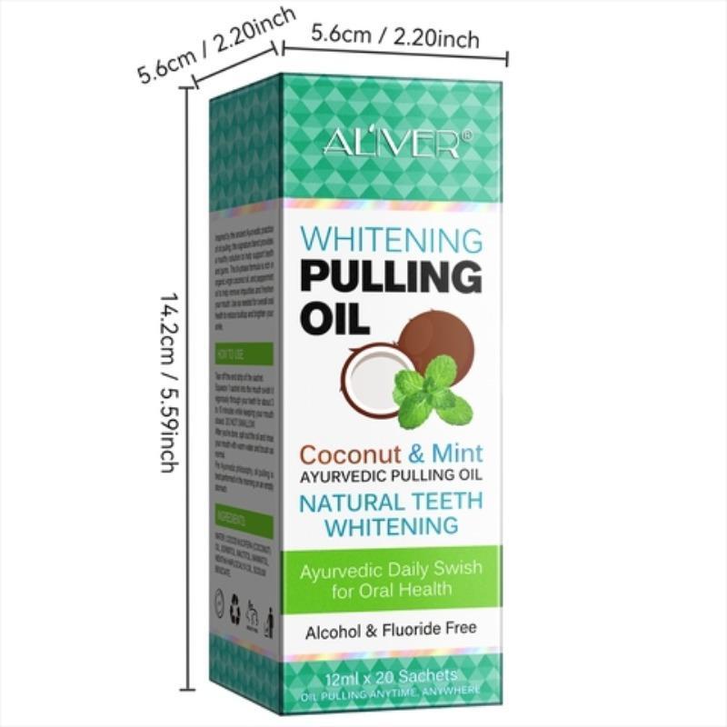 Coconut & Mint Pulling Mouthwash, 20pcs set Portable Freshening Breath Mouthwash, Teeth Brightening Mouthwash, Oral Care Product for Travel, Party