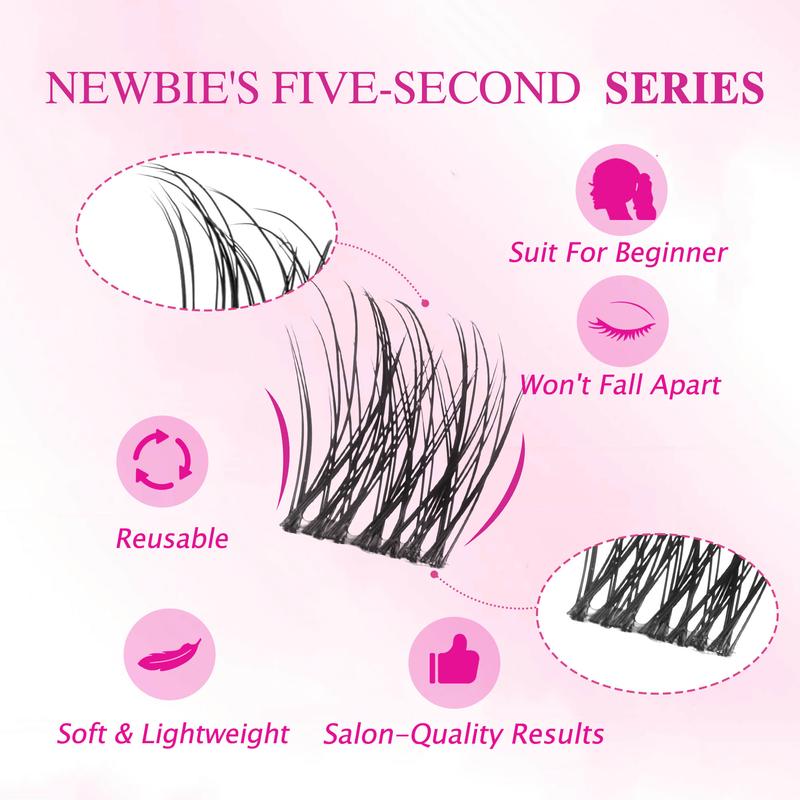 Veyesbeauty Dreamy Cluster Lashes Kit Eyelashes Makeup Individual Lash Extensions Volume Eyelash Wispy Faux Mink Lash Mixed Length Tray With Bond & Seal Tweezer Newbie's Five-Second DIY Dramatic Applicator at Home Eyelashes Extensions Cosmetic Makeup