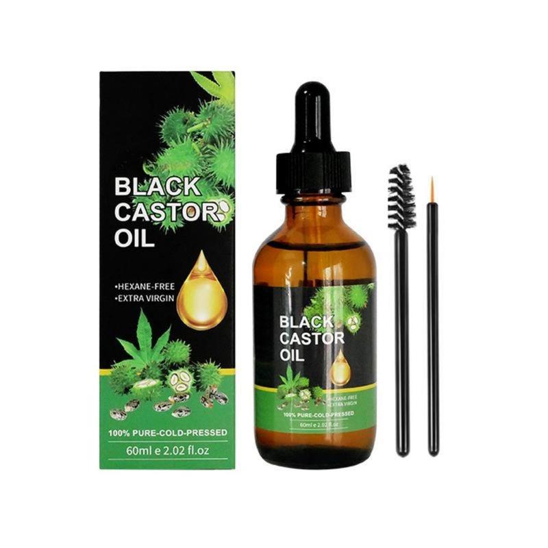 60ml Organic Jamaican Black Castor Oil – Cold Pressed in Glass Bottles for Hair, Skin, Face, Eyelashes, and Eyebrows – Pure Body Massage Oil