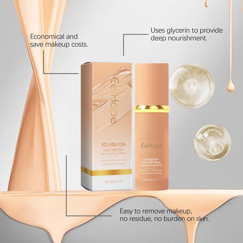 4 in 1 Foundation Liquid, Foundation Medium Spectrum, Hydrating Medium  Coverage Concealer Foundation with SPF 50+,  Changing Foundation Light Spectrum