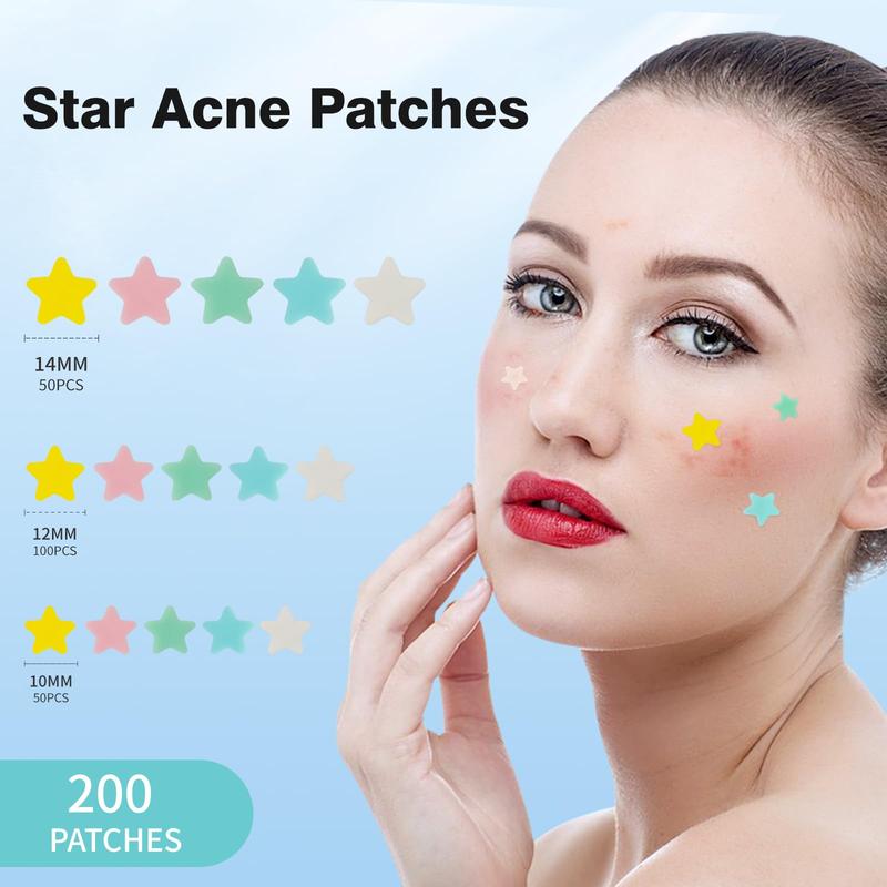 QUSTERE Pimple Patches for Face, Hydrocolloid Acne Patches, Cute Star Zit Covers, Colorful Spot Stickers with Tea Tree, Salicylic Acid & Cica Oil| 3 Sizes (10mm, 12mm & 14mm) |200 Count Skincare Skin Repair