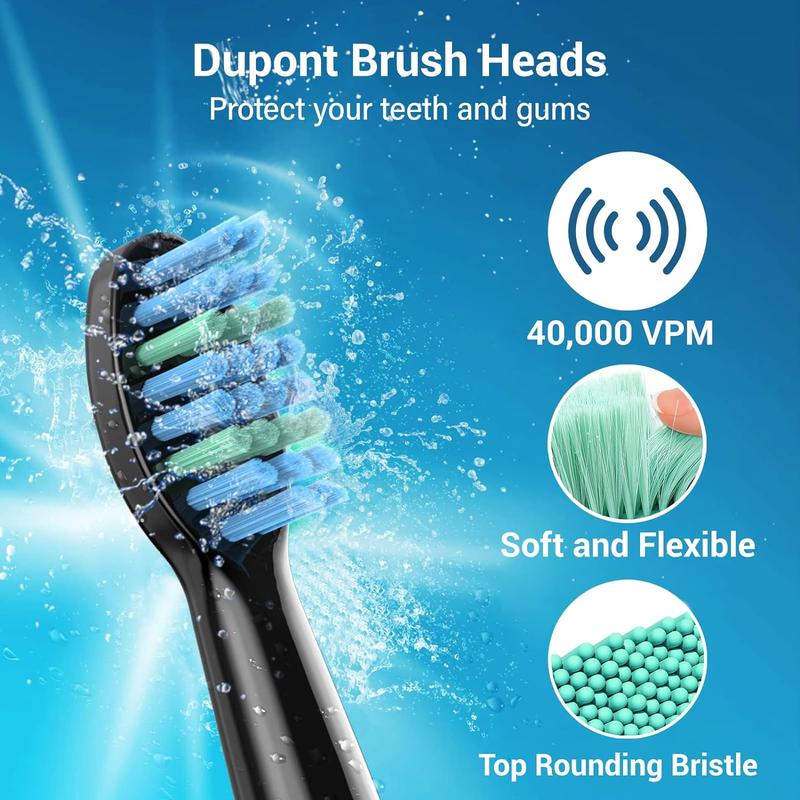 PHYLiAN PRO Sonic Electric Toothbrush for Adults - Rechargeable Electronic Toothbrushes with 5 Modes and 8 Brush Heads, Electronic Toothbrush with timer - Black Friday Cyber Monday and Christmas gift