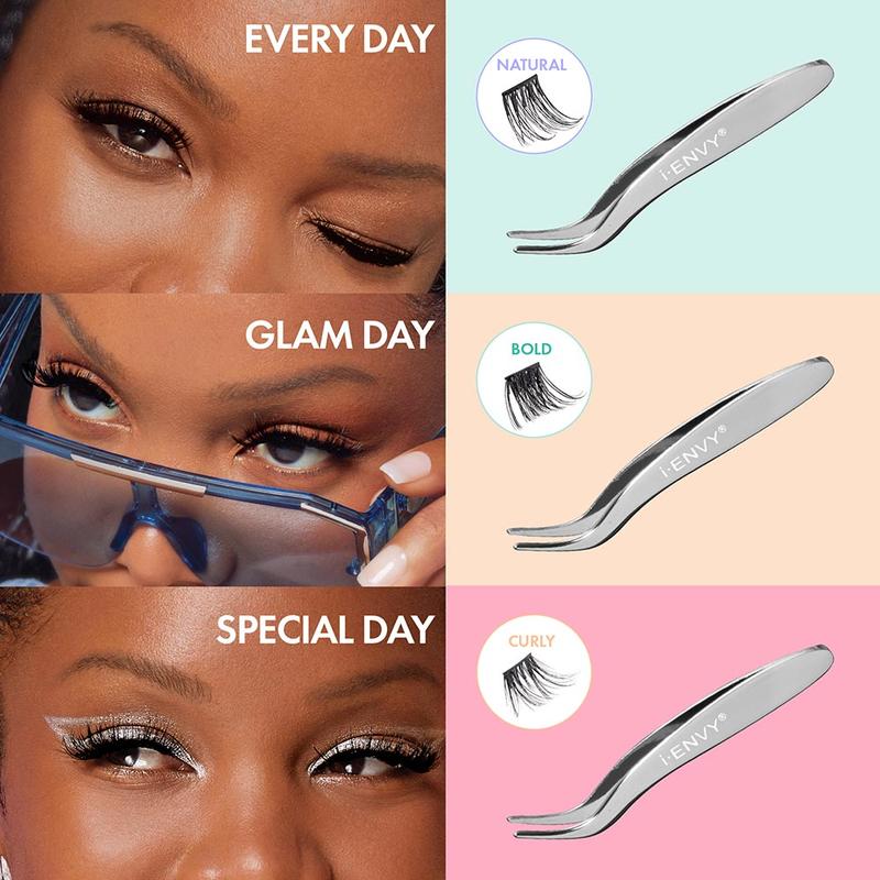 I-Envy Press&Go Self Adhesive Eyelashes Extension and Applicator Eyelashkit, Easy Application Press-On Makeup Lash Extensions, No Glue Press On False Eyelash Clusters, No Damage or Residue Cosmetic