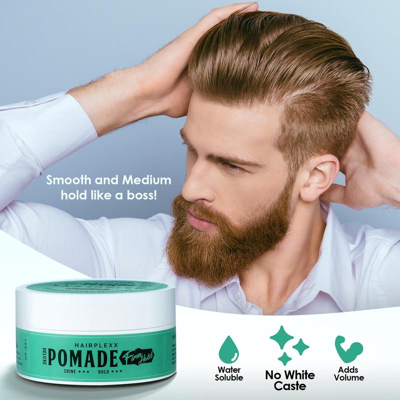 HAIRPLEXX Pomade Edge Control Gel with Castor Oil to Create Hair Style with Shine Smooth & Moderate Hold, Paraben Free 80g (2.7 oz) Flawless Haircare Faux