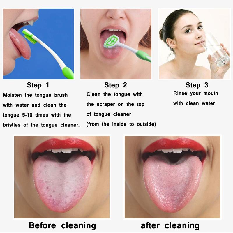 Tongue Brush, Tongue Scraper, Tongue Cleaner Helps Fight Bad Breath, 3 Tongue Scrapers, 3 Pack (Blue & Orange & Red)