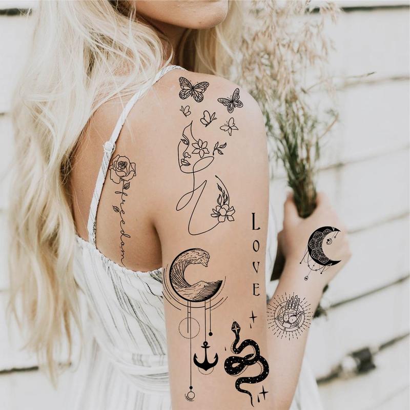 Mixed Style Abstract Pattern Temporary Tattoo Sticker, 28pcs set Fake Tattoo Sticker, Body Art Decoration Sticker For Women & Men