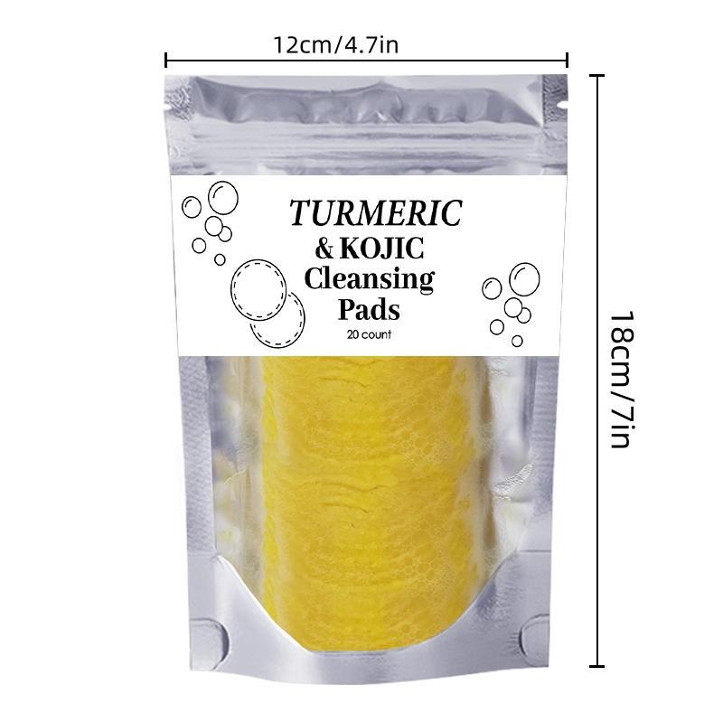 Turmeric & Kojic Acid Face Cleansing Pads, 60pcs Turmeric Brightening Exfoliating Cleansing Pads for Acne-prone Skin & Makeup Removal for Face & Body Women & Men