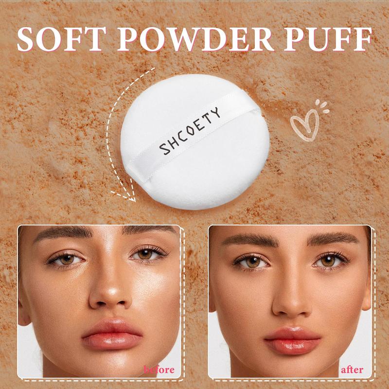 Loose Setting Powder with Soft Sponge, 1 Count Oil Control Compact Powder, Long Lasting Poreless Face Powder Makeup & Finishing Powder for All Skins