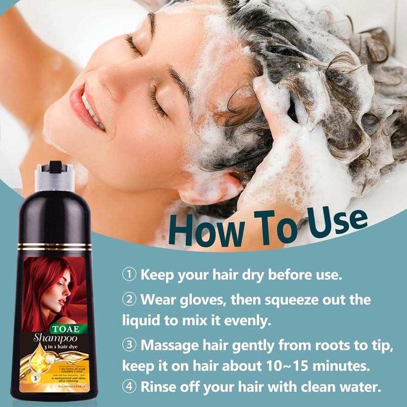 Wine-red &Brown&Black Hair Color Shampoo for Gray Hair Instant Hair Dye Shampoo for Men & Women-3 in 1 Color Shampoo for Dark Hair-Colors in Minutes-Long Lasting-Safe & Easy to Use. Haircare Salon Bowl Dark Brown