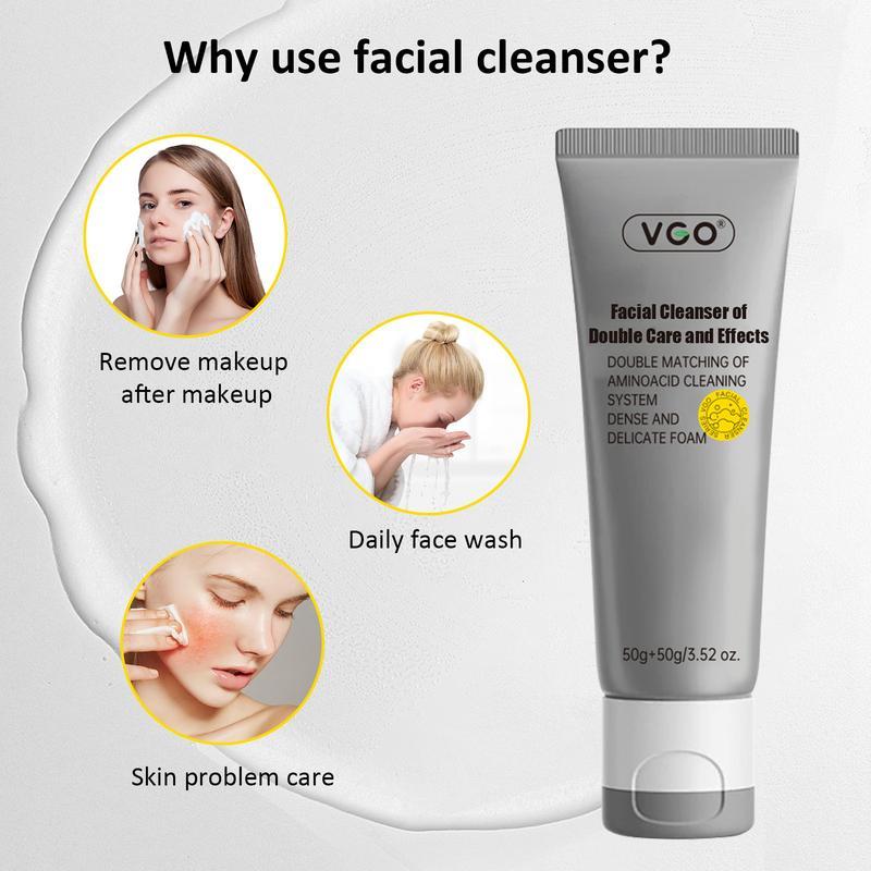 VGO-Vitamin C Serum Moisturizer and Facial Cleanser Set Suitable for sensitive skin and Skincare Facial Daily Moisture Serum Gentle