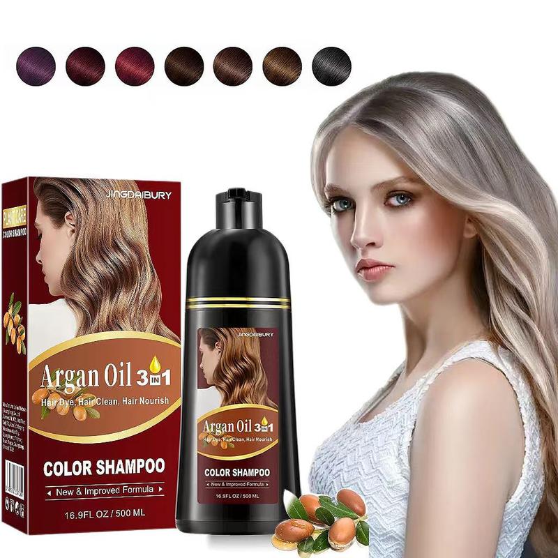 500ml Silver Gray Hair Dye Shampoo, 3-in-1 with Argan Oil, Quick and Long-Lasting Color, Salon-Quality for Men & Women, Herbal Haircare.