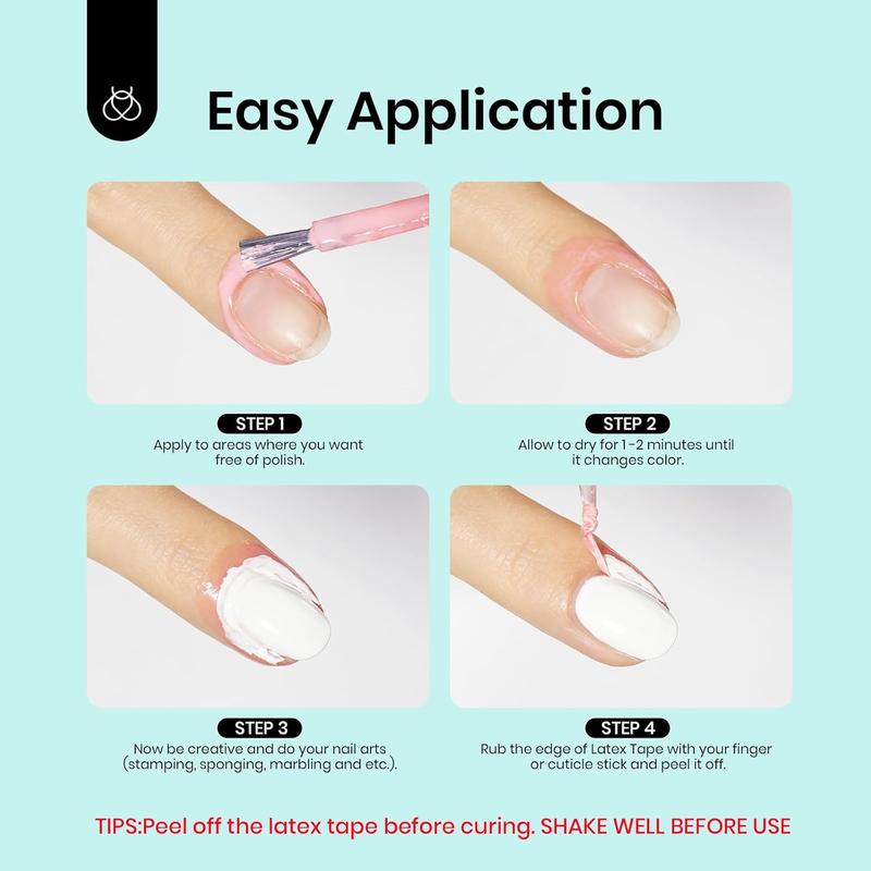 beetles Liquid Latex for Nails 30ml Latex Liquid Nail Peel off Cuticle Guard for Nail Polish with Plastic Nail Care Stick White Pink Liquid Latex Barrier Protector