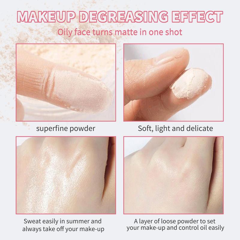 Loose Setting Powder with Soft Sponge, 1 Count Oil Control Compact Powder, Long Lasting Poreless Face Powder Makeup & Finishing Powder for All Skins