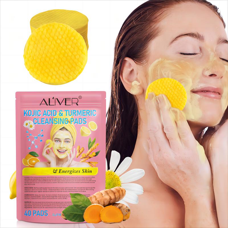 Aliver Kojic Acid & Turmeric Cleansing Pads, Skincare Comfort (40 pads) Skin Repair